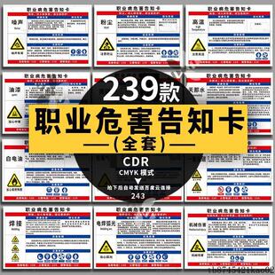 职业病危害告知卡标识警示牌焊锡机械粉尘噪声全套矢量素材平面