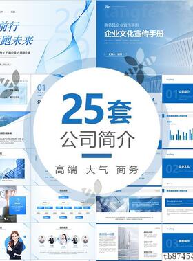 PPT模板高端商务企业简介大气工作汇报公司介绍高级感蓝色通用