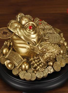 厂家黄铜金蟾摆件元宝金蝉三足蟾蜍店铺开业礼品铜器工艺品