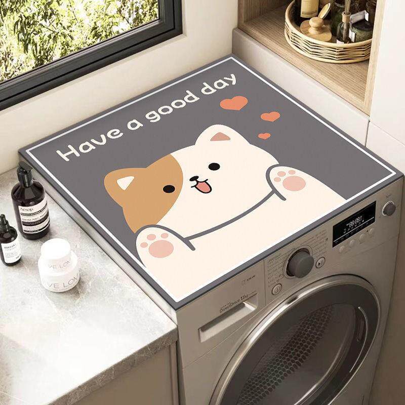 卡通家用床头柜皮革垫子滚筒洗衣机可擦免洗盖布防水洗衣机防尘罩