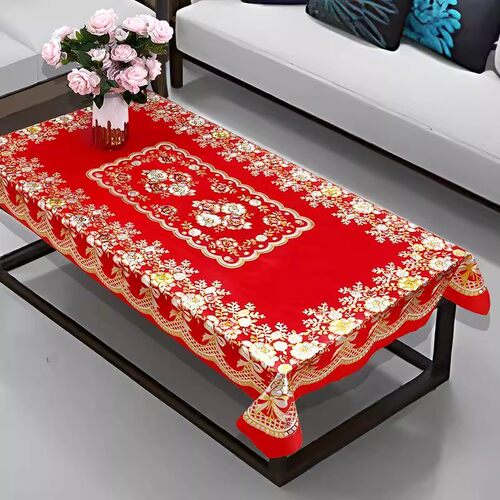 方桌桌布防水防油免洗防烫圆形餐桌布pvc垫家用客厅喜庆圆形桌布