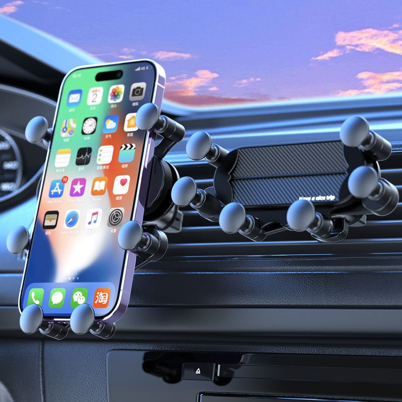 新款汽车车载手机支架重力导航固定车载支架出风口螺旋挂钩支架