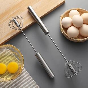 烘焙工具家用旋转打蛋器手持10寸12寸不锈钢半自动打蛋器搅蛋器