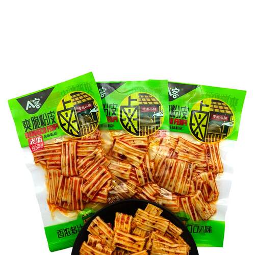 A客冰爽脆粉皮风味凉皮Q凉皮肉麻老汤卤制水晶豆干 干辣条休闲 小