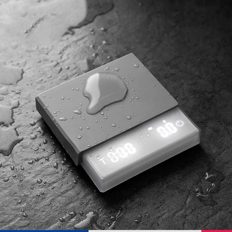 白色五种模式智能计时意式手冲咖啡电子秤家用厨房烘培秤定时器