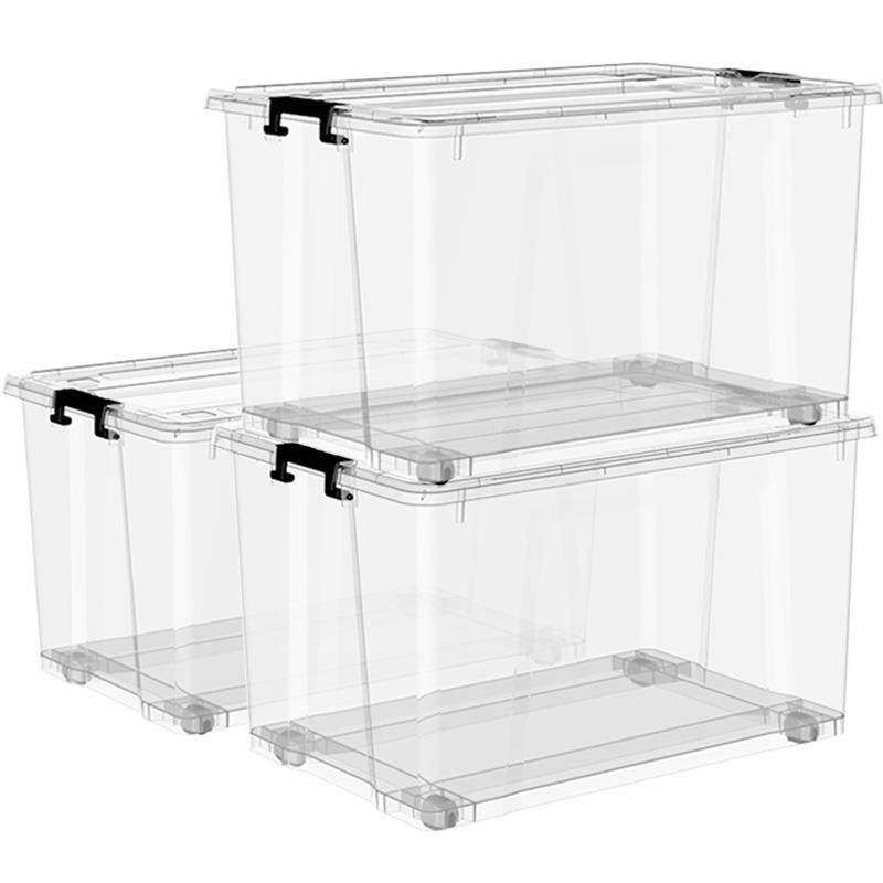 包邮塑料带轮收纳箱家居衣服玩具被子儿童文具整理盒储物箱多颜色