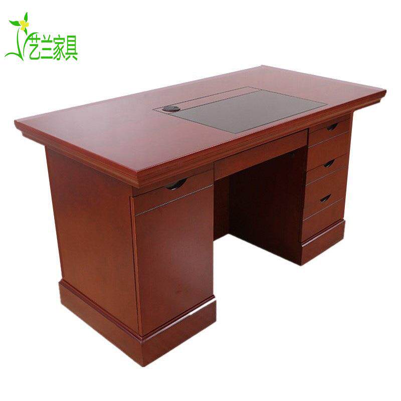 政企机关单位电脑桌办公桌木皮油漆单人桌抽屉写字办公教师实木桌