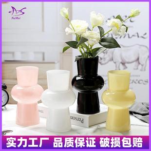 饰 现代简约复古风中古黑色小花瓶玻璃家居摆件水培鲜插花器摆件装