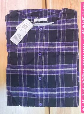 日本进口锦衣纺Ｋ-3579bonte紫色女性衬衣混纺日系女长款衬衫