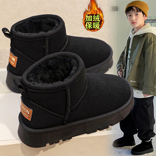 雪地靴儿童男童防滑皮毛一体棉鞋冬季2025新款加绒加厚保暖面包鞋