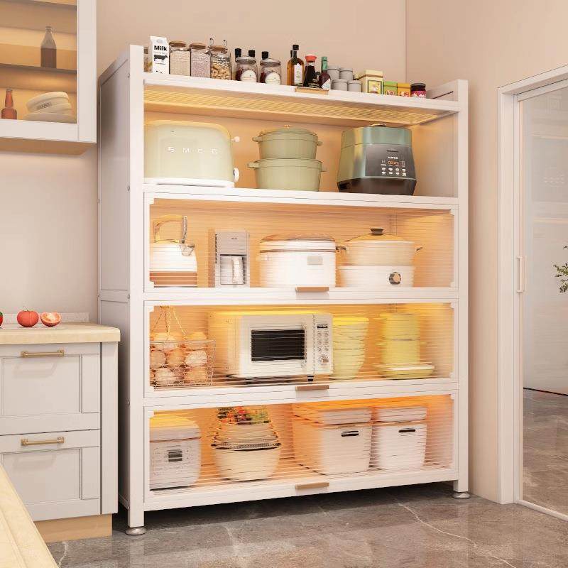 厨房防尘储物柜置物架落地多层带门柜子微波炉烤箱家用碳钢收纳柜,厨房/烹饪用具,抹布架/厨房清洁收纳架,淘宝优惠券,粉丝福利购,淘宝优惠卷