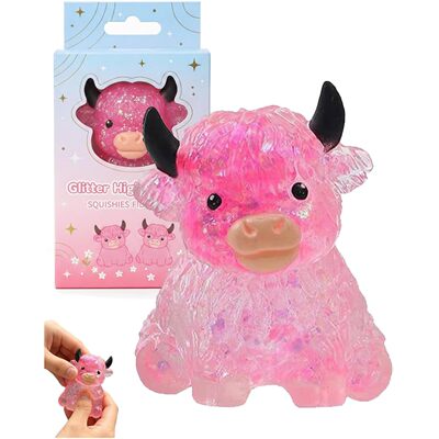 Glitter Highland Cow Slow Rising Squishy Stress Relief Toy