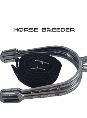 马术马刺翘头不锈钢带钻装饰平头含马刺带障碍舞步骑士装备马具