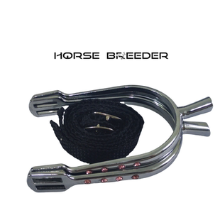 马术马刺翘头不锈钢带钻装饰平头含马刺带障碍舞步骑士装备马具