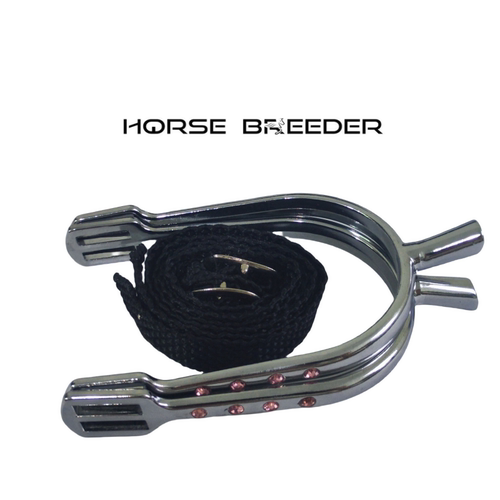 马术马刺翘头平头不锈钢带钻装饰