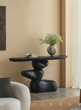 Hinice 侘寂风入户玄关置物架靠墙条案酒店民宿中堂案台