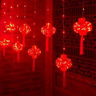 饰布置挂灯户外防水灯笼家用过年彩灯闪灯 2022新年大红灯笼春节装