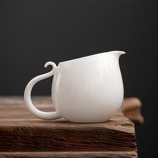 甜白瓷白瓷公道杯家用分茶器功夫茶具配件公平杯带柄陶瓷茶海匀杯