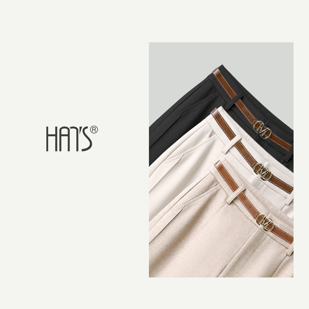 韩氏伊人窄版直筒裤女秋冬2025新款显瘦垂感法棍裤加厚西装烟管裤