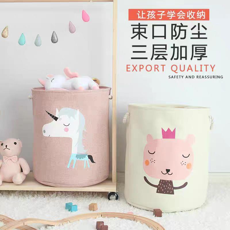 儿童玩具收纳桶 布艺储物箱大号玩具衣服收纳筐 家用脏衣篮整理箱