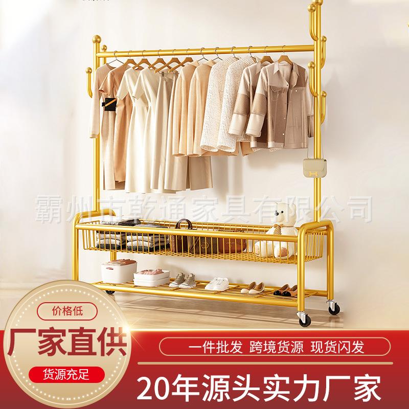 挂衣架落地卧室家用晒衣服组合收纳铁架子可移动室内衣帽架晾衣架