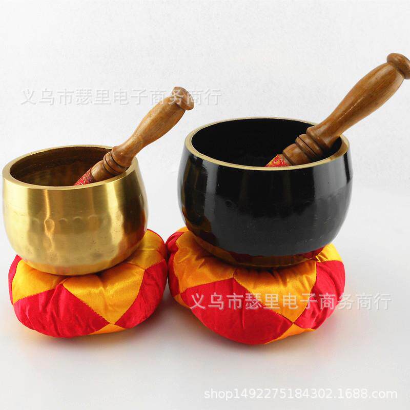 艺诚厂家直供纯铜铜罄黑色黄色红色莲花铜庆寺庙用品修行铜钵