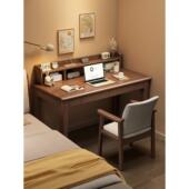 实木书桌学生儿童带书架一体写字台书房简易电脑桌卧室床边学习桌