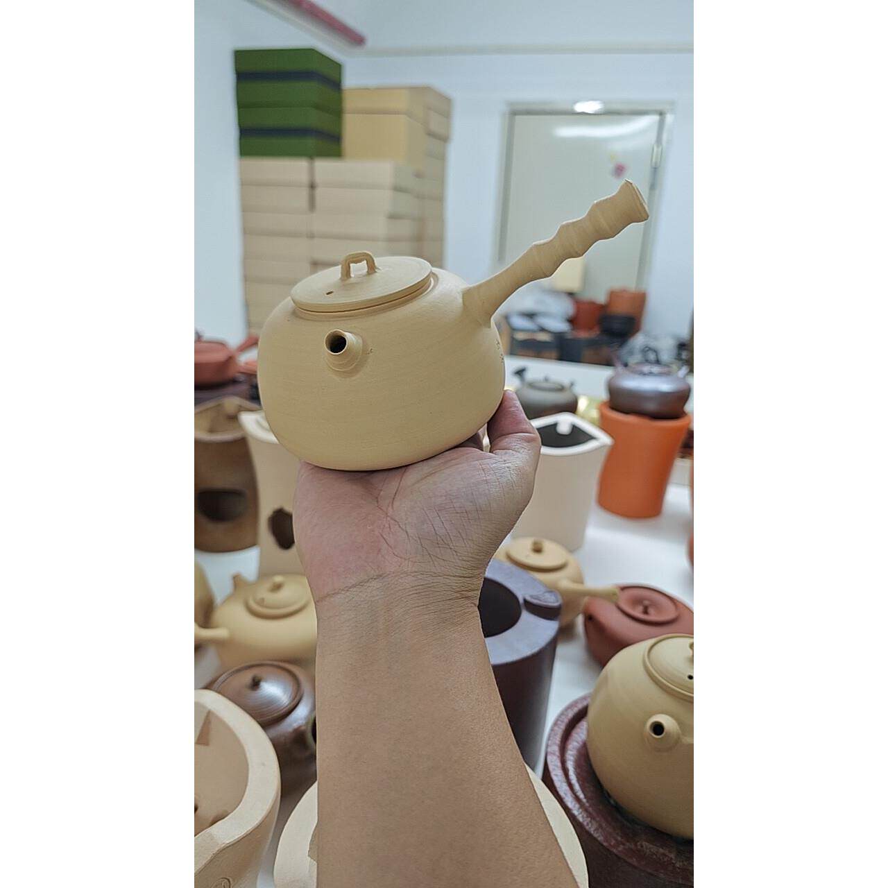水木砂挑壶粗砂白泥软化砂铫侧把壶煮水超薄全手工潮汕煮水煮茶壶