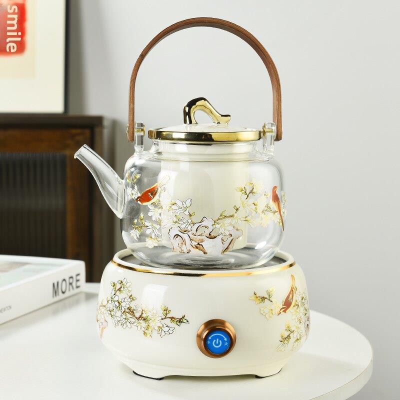 喜上眉梢陶瓷电陶炉煮茶壶智能小型迷你烧水炉耐热玻璃煮茶器套装