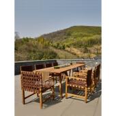 户外柚木桌椅防腐实木庭院花园露台室外长桌民宿防水防晒藤编家具