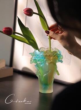 春光之家高端彩光豪华花瓶玻璃花器客厅新家居插花桌面艺术装饰品