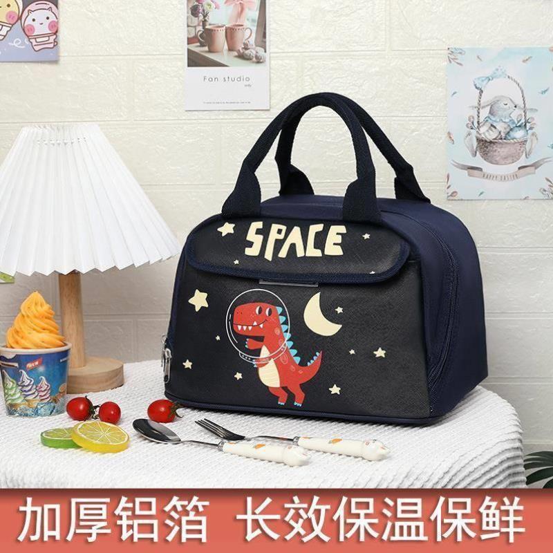 手提包卡通防水大容量小学生保温饭盒袋包带饭午餐袋子便当包大号