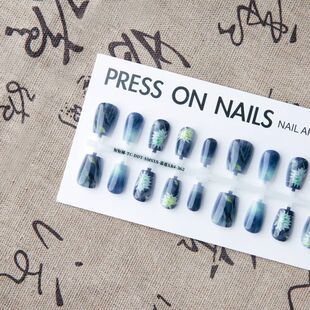 唐潮底色半成品穿戴甲片预制甲片莲花蝴蝶国风晕染新中式穿戴甲