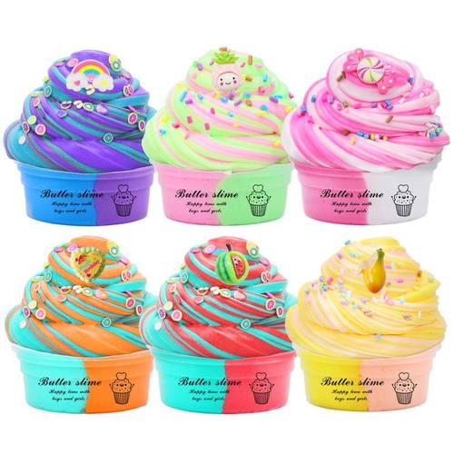 6pcs拼色棉花泥套装slime kit 50ml史莱姆彩泥黄油泥厂家直供