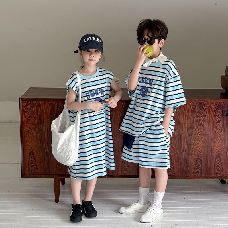 童套装2025夏季男女童韩版字母