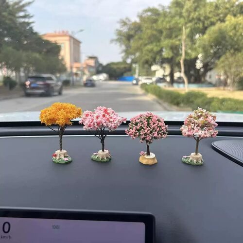 中控台可爱仿真花树摆件