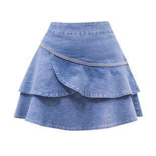 Diamond Chain Cake Skirt Denim Skirt Women Spring Summer New