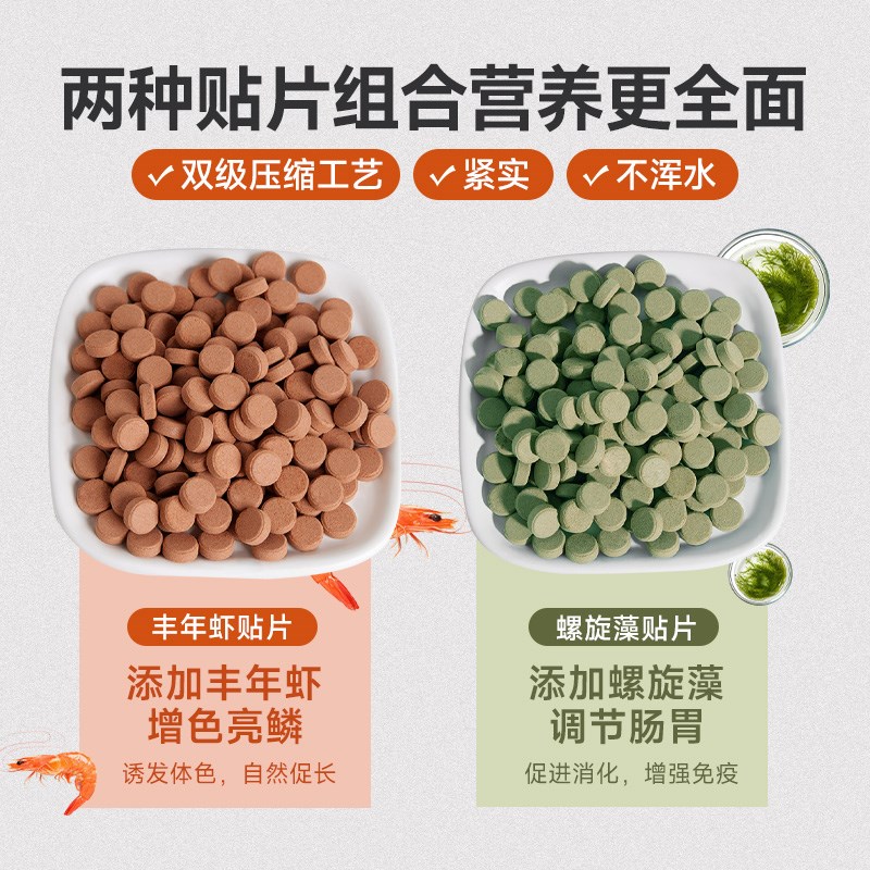 贴片鱼食小型鱼孔雀鱼饲料红虫粉增艳贴片鱼食家用观赏鱼专用饲料