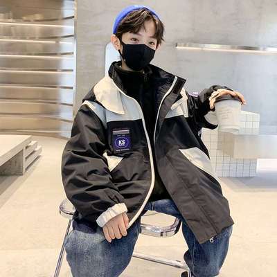 男童冬季羽绒服冲锋衣加厚三合一外套秋冬款儿童装冬装潮酷中大童