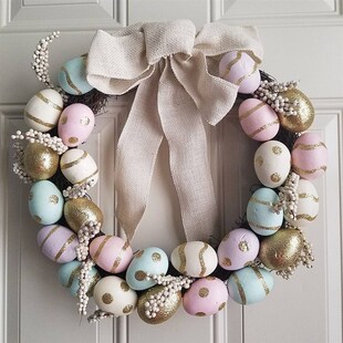 极速20 Eggs Wreath Happ Plastic Rattan Foam Easter 50PCS DIY