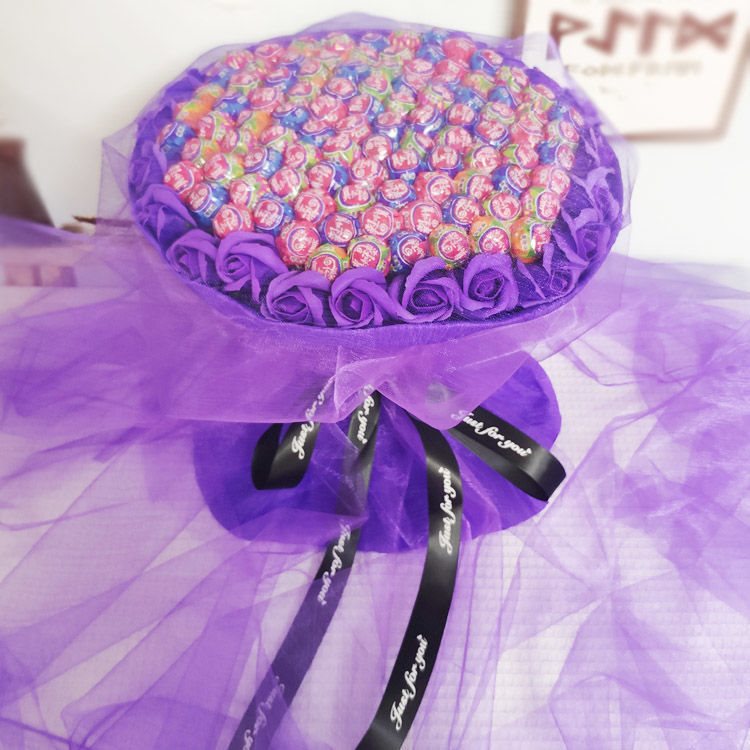 送老师99颗棒棒糖花束卡通A羽毛送男女朋友毕业生日教师礼物