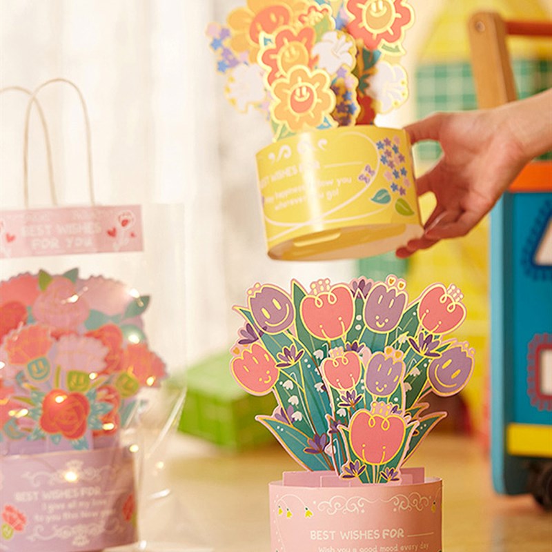 教师节礼物手工diy温馨涂鸦花束制作材料包幼儿园卡片2023