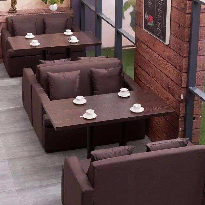 茶西餐厅甜品馆奶茶店休闲吧沙发卡约咖啡厅桌椅实木座餐饮组合