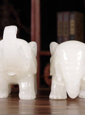 玉石摆件一对吸水大象办公室店铺装饰品客厅酒柜家居乔迁工艺礼品