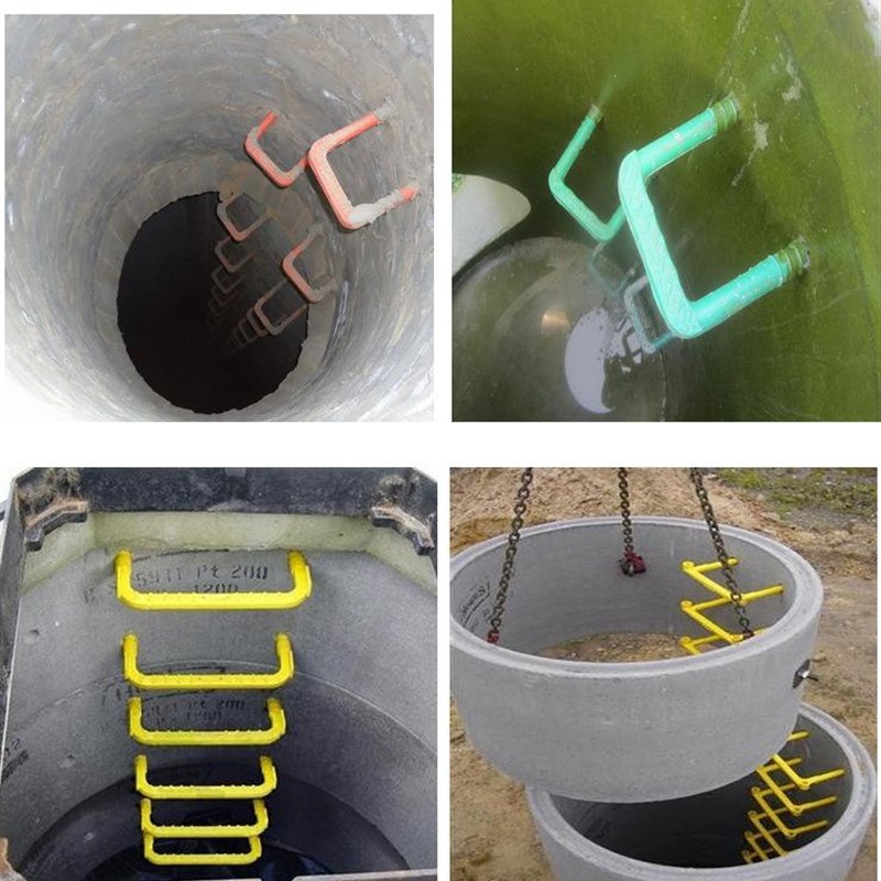 检查井爬梯下井梯窖井塑料井螺纹钢水耐腐蚀包塑半包下水道污井梯