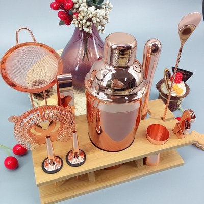 11pcs 750ML C75-11-WGD-34  Rose Gold Color Bartender Kit Wit