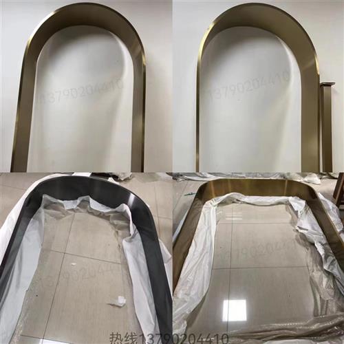 不锈钢半圆形拱门套垭口黑钛合金包边凹型条槽装饰天花吊顶弧形收