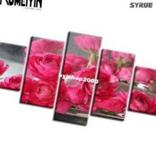 nvas Pictures Home Decoration Hot Sale 5 Pieces Flower Pai-