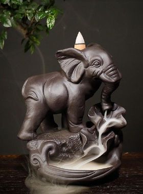 Elephant Shape Incense Burner Decorative Waterfall Censer