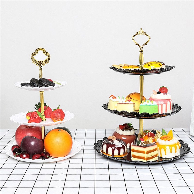 3 Tier Plastic Fruit Plate Cake Stand Birthday Party Decor A